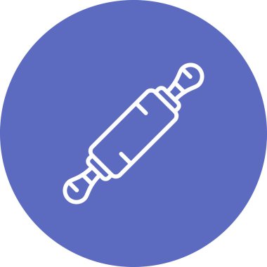 Rolling Pin Simgesi, Resim Çizgisi Sanat Tasarımı, Beyaz Arkaplanda Vektör 