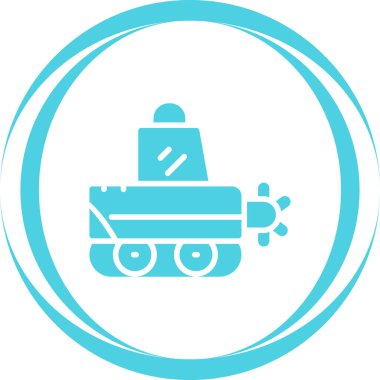 Glyph Biçimli Hendek Makinesi Simgesi, Beyaz Arkaplanda Renkli Vektör