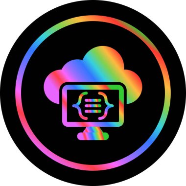 Gökkuşağı gradyanlı bulut hesaplama dairesel simgesi
