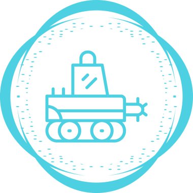 Glyph Biçimli Hendek Makinesi Simgesi, Beyaz Arkaplanda Renkli Vektör