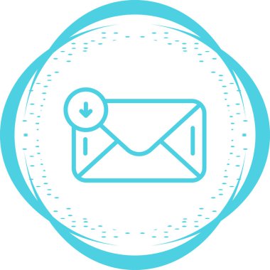 Dosya simgesi indiriliyor. Oklu bilgisayar posta zarfının basit grafik çizimi  