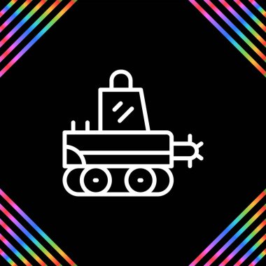 Glyph Biçimli Hendek Makinesi Simgesi, Beyaz Arkaplanda Renkli Vektör