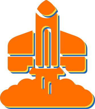 Düz roket ikonunun vektör çizimi. Uzay aracı sembolü