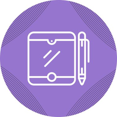 Kalem ikonlu tablet. vektör illüstrasyonu 