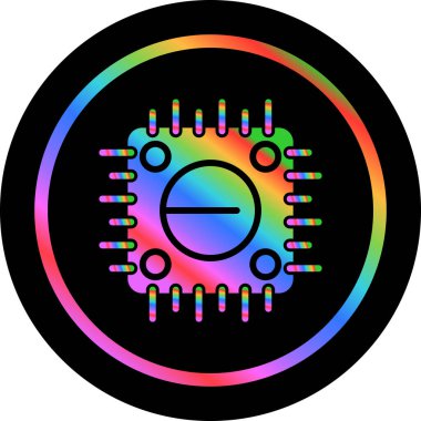 Cpu düz simgesi, vektör, illüstrasyon 