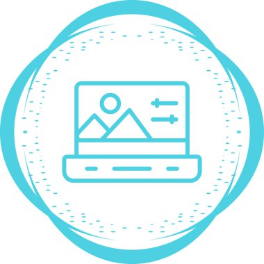 resim düzenleme ve vektör illüstrasyonlu dizüstü simgesi