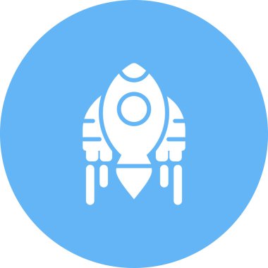 Düz roket ikonunun vektör çizimi. Uzay aracı sembolü