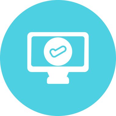 Sembolü güncelle, monitör simgesi üzerindeki işaretle, vektör illüstrasyonu