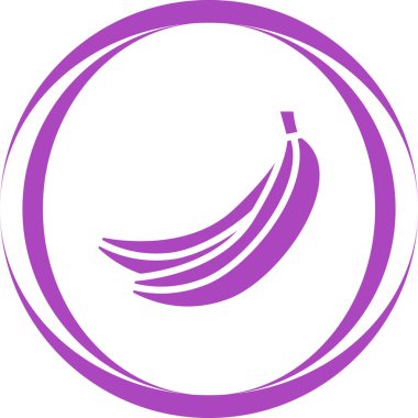 Muz meyve ikonu, çizgi film tarzı.