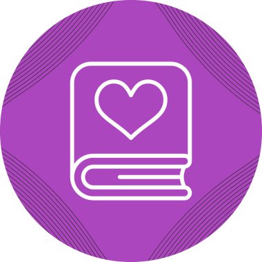 Romantik şiir kitabı ikonu, vektör illüstrasyonu