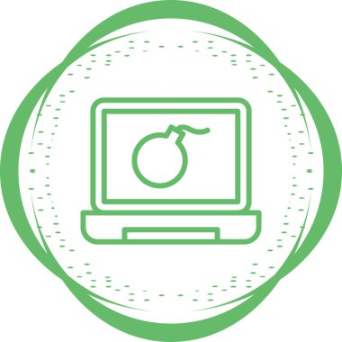 Elma ikonlu dizüstü bilgisayar monitörü. Elma ve dizüstü bilgisayar vektör tasarımının düz çizimi. Ağ için ağ ve beyaz arkaplanda izole edilmiş