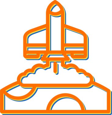 Düz roket ikonunun vektör çizimi. Uzay aracı sembolü