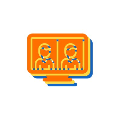 Video konferans ikonu. özet konferans video toplantı vektör rengi düz izole