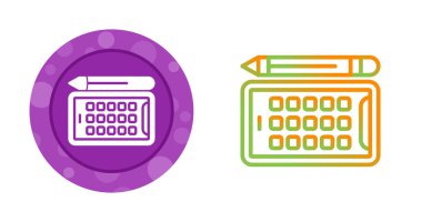Hesap makinesi ve kalem simgeleri ayarlandı. vektör illüstrasyonu
