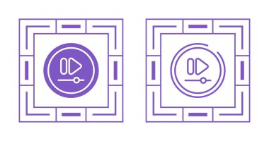 Geometrik kare çerçeveler içinde mor ortam kontrol simgeleri