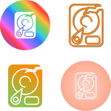 Beyaz arkaplanda izole edilmiş bilgisayar sabit diskleri kümesi, vektör illüstrasyonu  