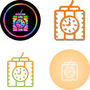 app buttons with tnt bombs and stopwatch timers, flat and simple icons  clipart