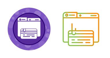 Kredi kartı simgelerini gösteren renkli tarayıcı pencereleri