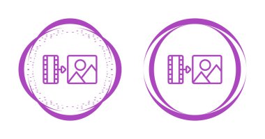 Beyaz arkaplanda film şeritleri ve resim simgeleri kümesi, vektör illüstrasyonu         