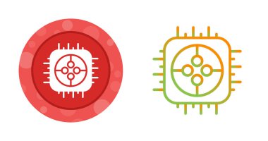 Mikro devre simgeli işlemci beyaz arkaplan oluşturdu. vektör