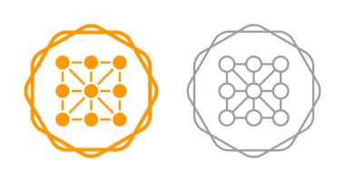 Turuncu ağ simgesi beyaz arkaplanda izole edildi. Sosyal ağ bağlantısı. Sosyal medya bağlantısı, sosyal ağ, noktaları ve çizgileri birleştiren ağ. vektör illüstrasyonu