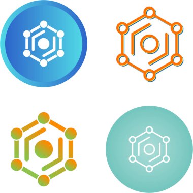 Renkli soyut altıgen ağ simgeleri ayarlandı