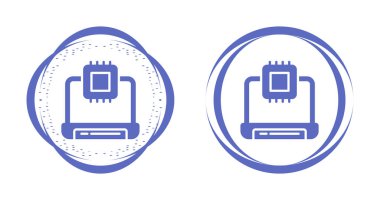 beyaz arkaplanda dizüstü bilgisayarlar ve işlemciler simgeleri, vektör illüstrasyonu