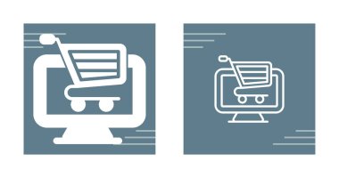 Bilgisayarlı alışveriş arabası ve akıllı telefon vektör illüstrasyon grafik tasarımı