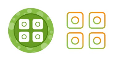 Green circular icon showing four outlined squares