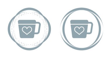 Kalp ağı simgesi vektör illüstrasyonlu fincan