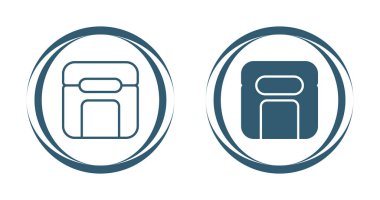 Two abstract square icons inside circular borders