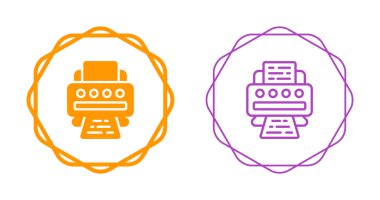 Orange and purple printer icons with decorative borders