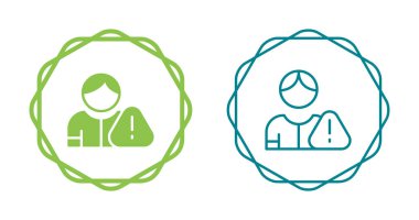 Two outlined icons showing alert symbols beside people