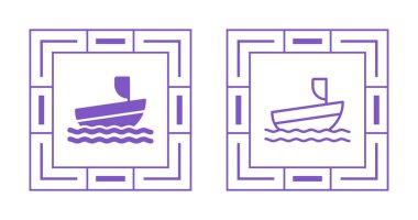 Two purple boat icons inside geometric frames