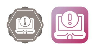 Minimalist dizüstü bilgisayarda uyarı simgeleri gösteriliyor. Vektör illüstrasyonu