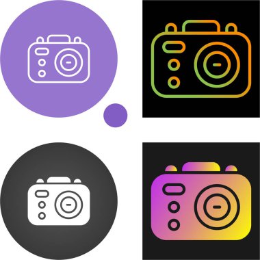 Beyaz arkaplanda izole edilmiş kamera simgeleri. Renkli ana hat sembolü. vektör illüstrasyonu