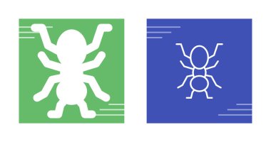 Renkli arkaplanlara karşı iki biçimlendirilmiş karınca simgesi