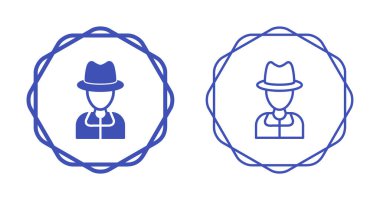 İki özet dedektif çemberin içinde şapka takıyor.