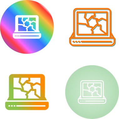  Kırık dizüstü bilgisayar simgesi beyaz arkaplanda izole edildi. 