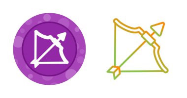 Colorful bow and arrow icons with outlines