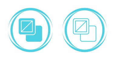 Mavi dairelerin içinde üst üste binen iki kare