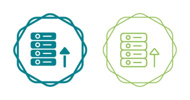 Beyaz arkaplanda yeşil sunucu ve veri depolama simgesi izole edildi. bir takım ikonlar. vektör