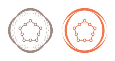 Abstract pentagon shapes inside circular outlines