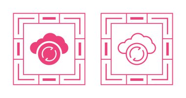 Geometrik çerçeveler içinde iki pembe bulut simgesi