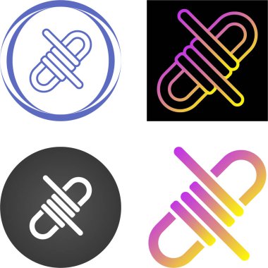 Paracord Vektörü Katı Simge, Beyaz Arkaplan Üzerine Modern İllüstrasyon 