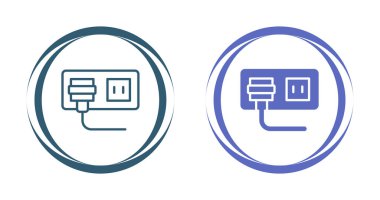 çizgi elektrik prizi, soket, simge beyaz arkaplan üzerinde izole 