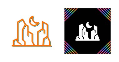 mountain and moon icon sign vector illustration 