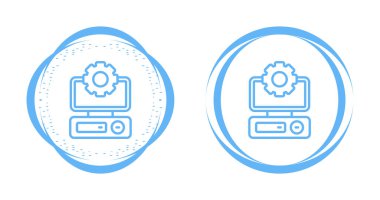 TV seti ve dişli simgeleri beyaz arkaplanda izole edilmiş, vektör illüstrasyonu 