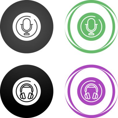 Beyaz arkaplanda düz stil kulaklık simgeleri