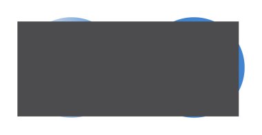 Gri dikdörtgenin arkasına kısmen gizlenmiş iki mavi daire.